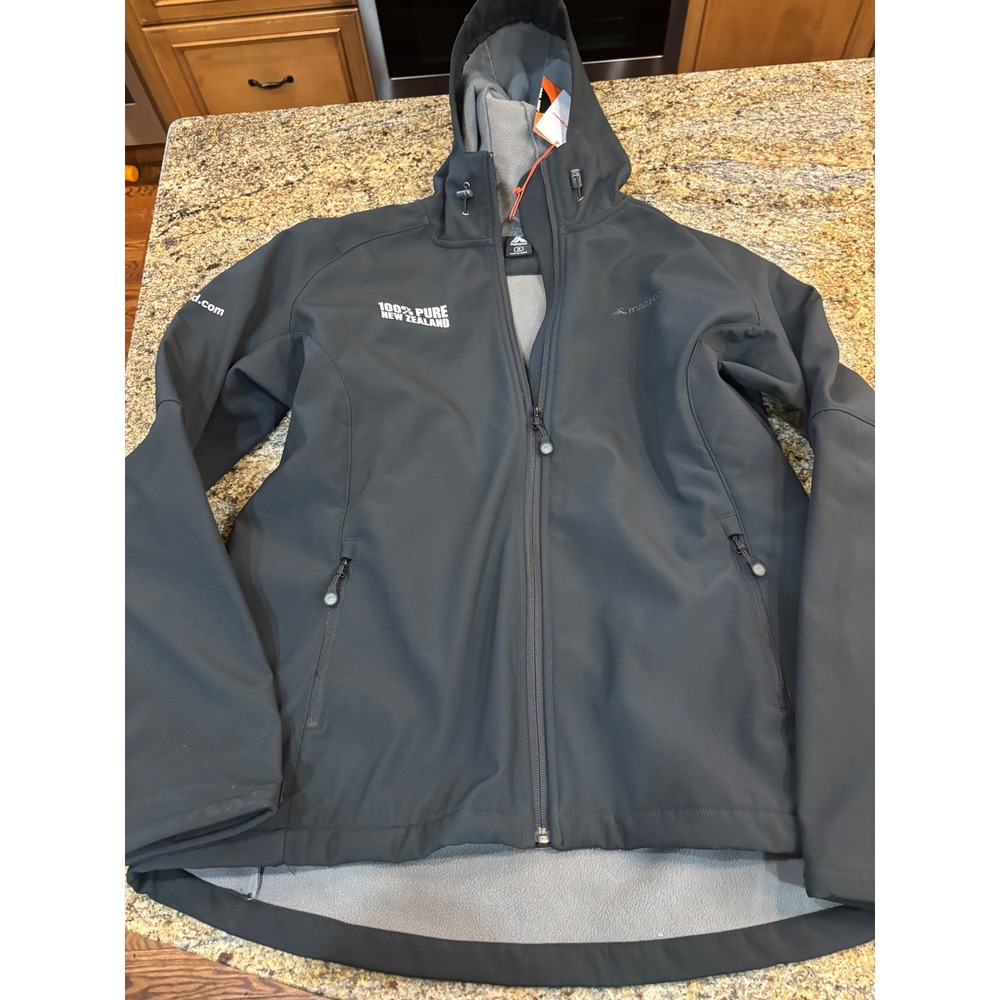 NWT Macpac Sabre Hoody Black Softshell Jacket New Zealand Womens US Large NZ 18